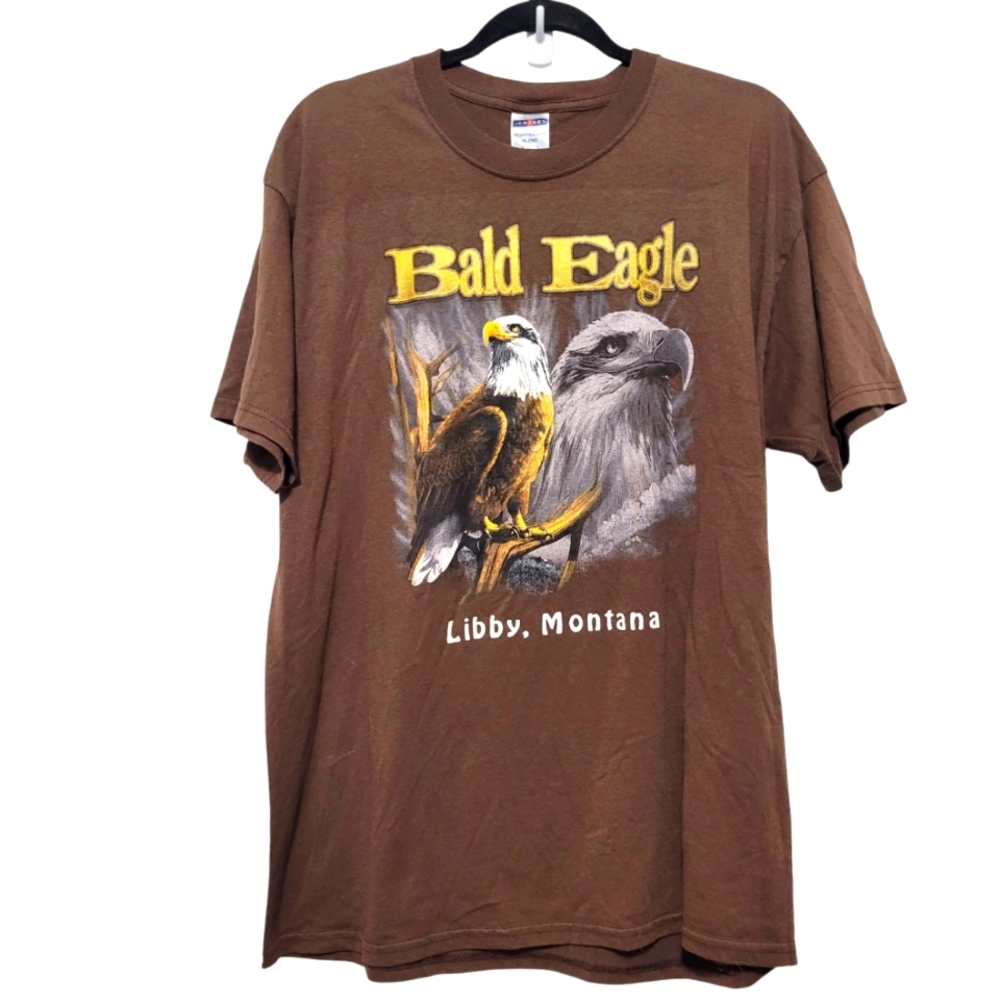 Jerzees Brown Bald Eagle Graphic T-Shirt XL